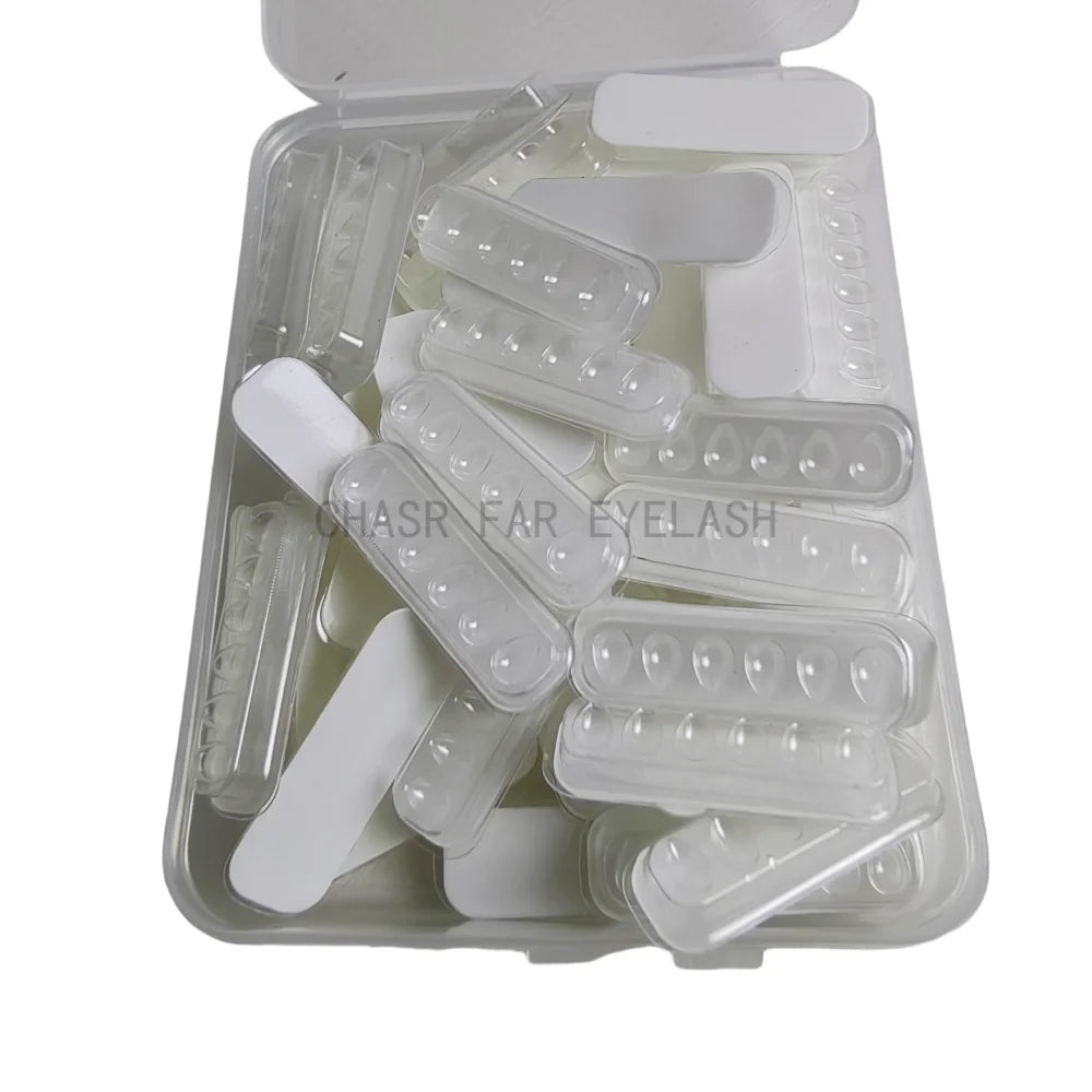 50PCS Eyelash Extension Glue Tray Wells – Self-Adhering Lash Fan Maker, Private Label Available