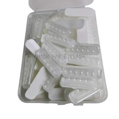 50PCS Eyelash Extension Glue Tray Wells – Self-Adhering Lash Fan Maker, Private Label Available