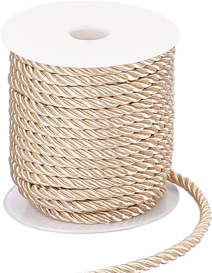 5MM Twisted Cord Rope Trim – Decorative Polyester Handmade Cording for Sewing, Crafts, Upholstery & Home Decor, 5m
