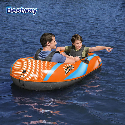 Bestway 61136/61140/61142/61146 Heavy-Duty Inflatable Kayak – 1-3 Person PVC Rafting Boat for Adventure & Thrilling Rides