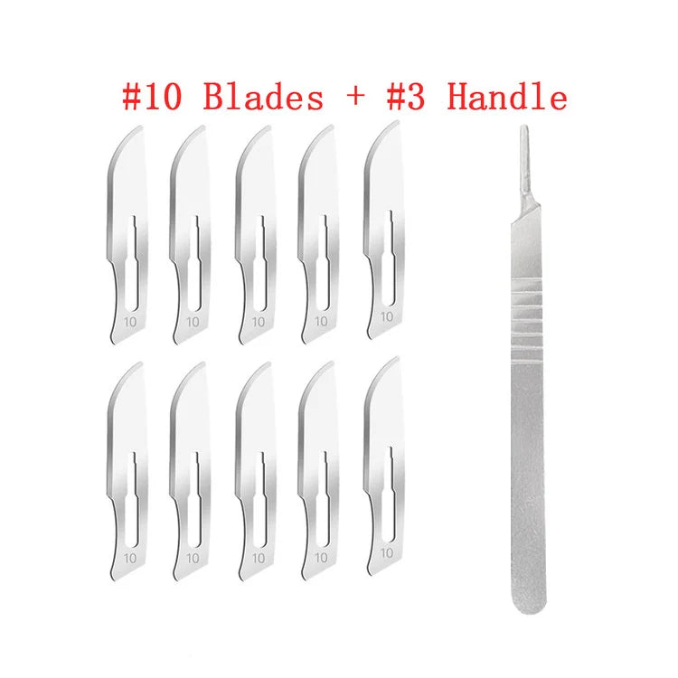 Carbon Steel Surgical Scalpel Set – Blades & Handle for DIY Cutting, PCB Repair, and Animal Surgery