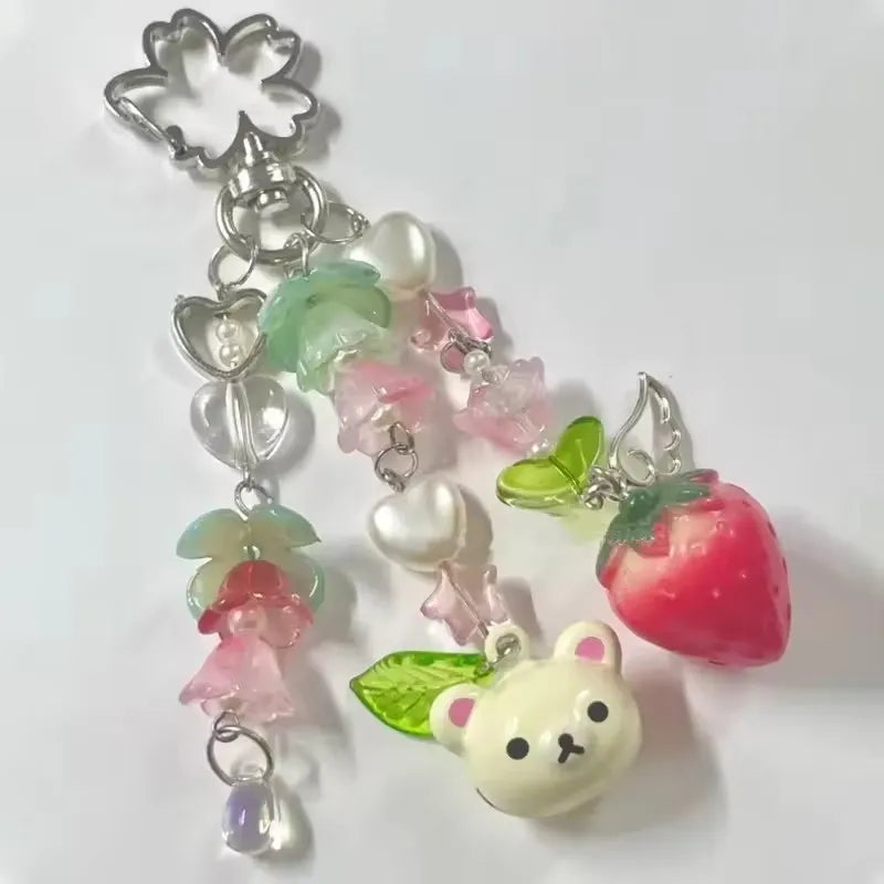 Cute Strawberry Bow Keychain - Y2K Coquette Handbag Pendant & Girls Gift Accessory