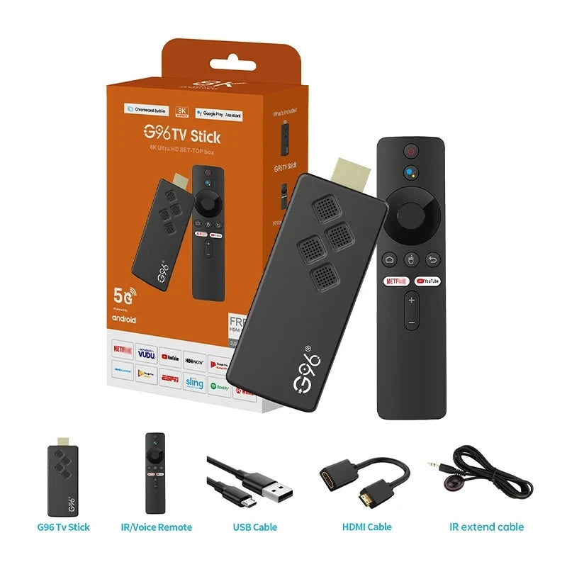 G96 Android 13.0 4K Smart TV Stick – H313, 2GB RAM 16GB ROM, Dual WiFi, Infrared Remote, High-Performance ATV Streaming Device