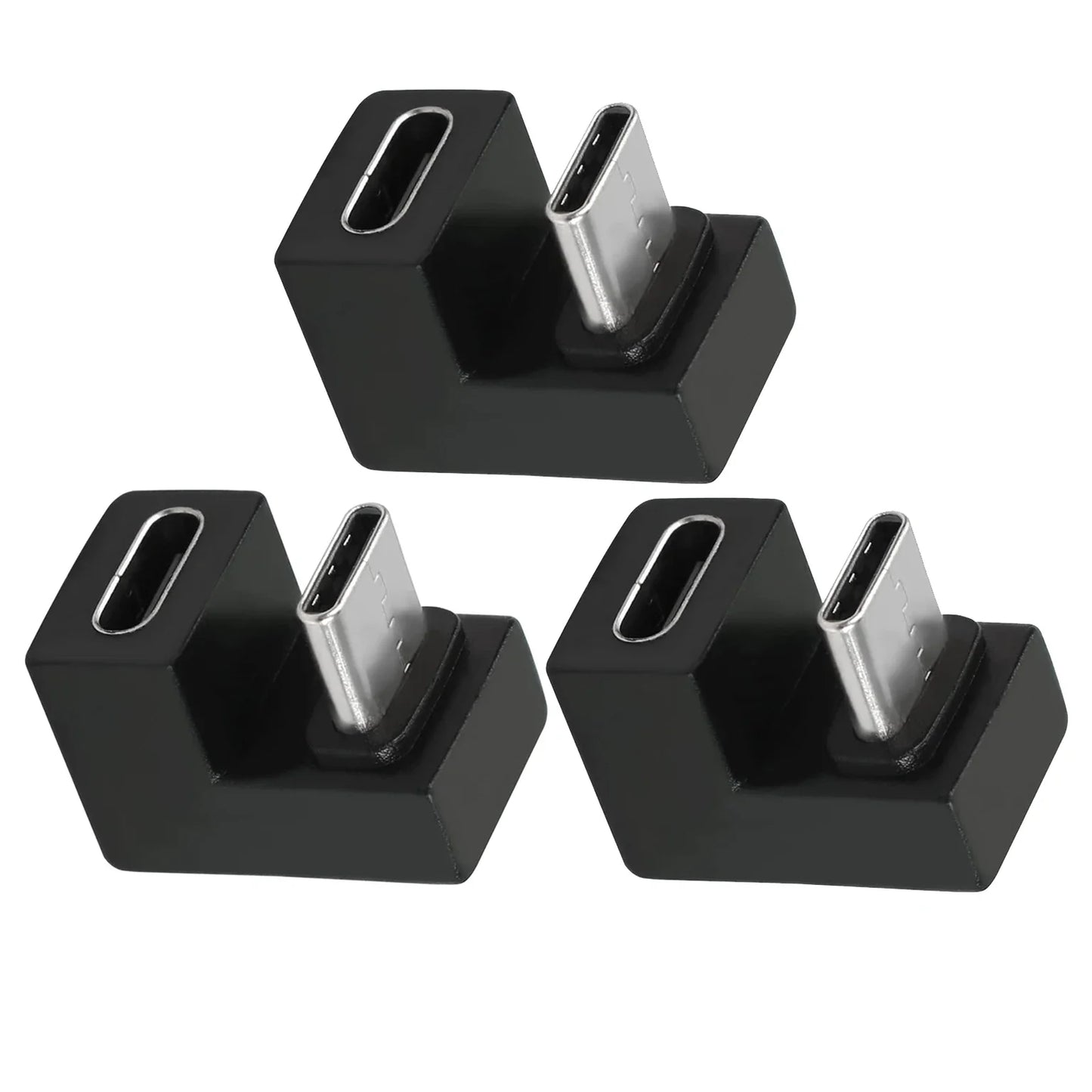 1-3PCS Type-C USB 3.1 10Gbps PD 60W Adapter – 180° U-Shape Male to Female Connector for Laptop, Phone & Tablet