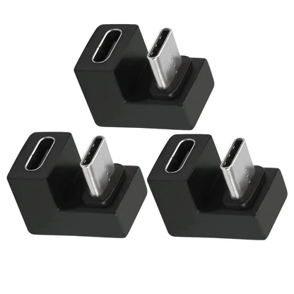 1-3PCS Type-C USB 3.1 10Gbps PD 60W Adapter – 180° U-Shape Male to Female Connector for Laptop, Phone & Tablet
