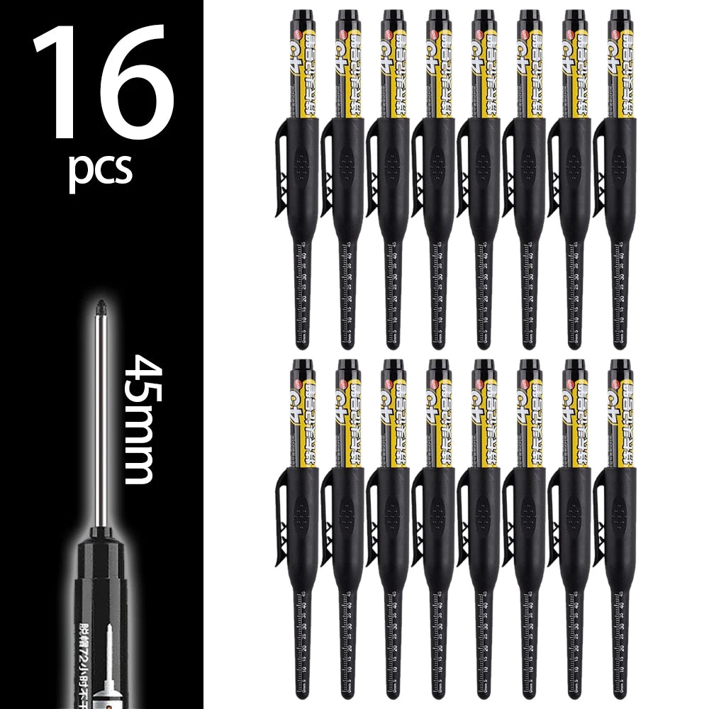 45mm Deep-Hole Carpenter Marker Pen - Long-Nib Woodworking Marking Pen for Measuring & Construction