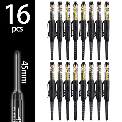 45mm Deep-Hole Carpenter Marker Pen - Long-Nib Woodworking Marking Pen for Measuring & Construction