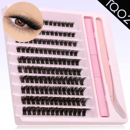 GROINNEYA Eyelash Clusters Kit – DIY Lash Extension with Bond & Seal, Waterproof Strong Hold & Tweezers