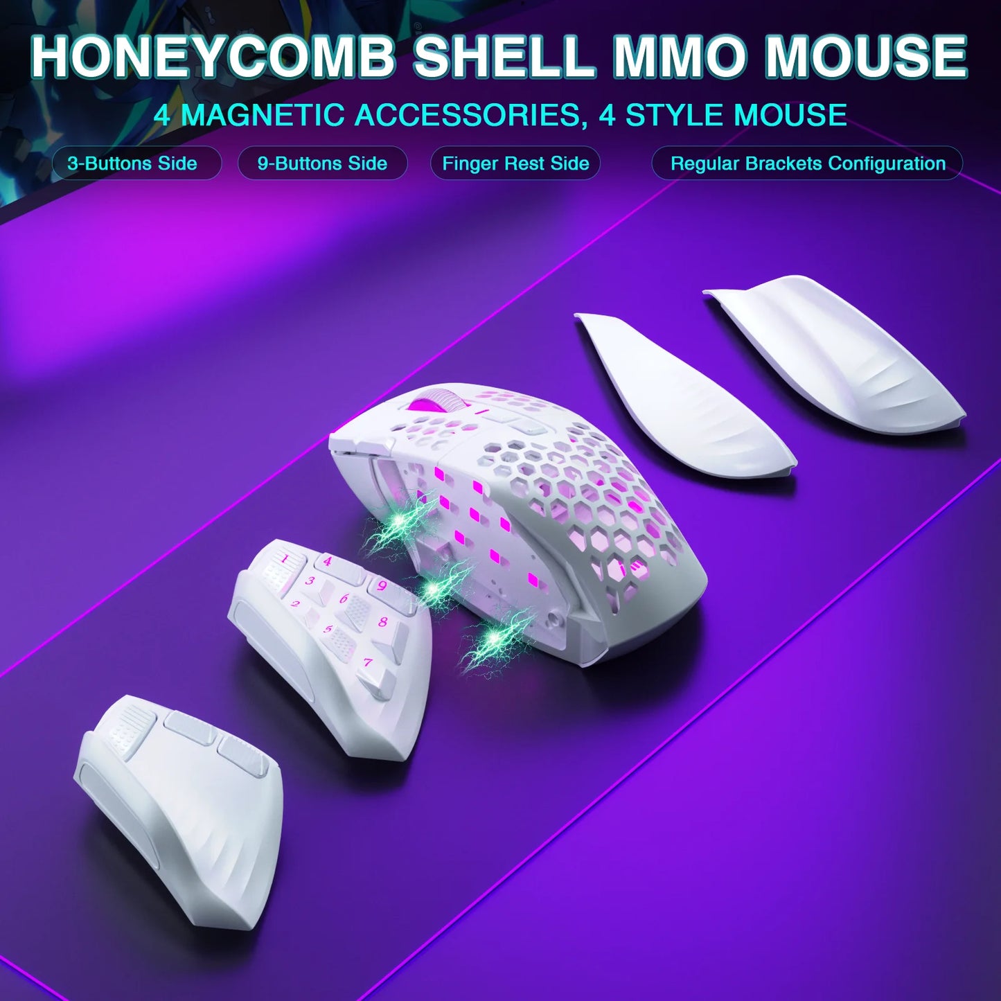 SOLAKAKA SM809 Pro MMO Gaming Mouse - 16-Button Wireless RGB Mouse with 24000 DPI & Programmable Macros