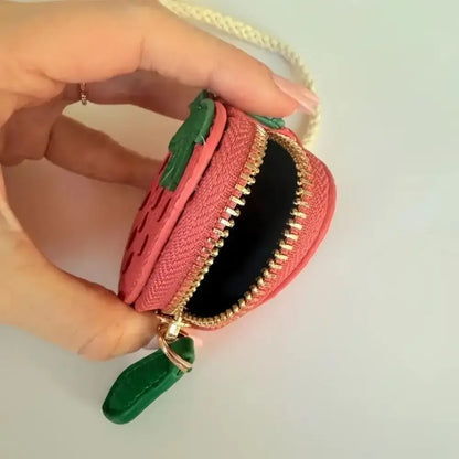 Mini Cherry & Strawberry Coin Purse – Cute PU Leather Keychain Bag for Earphones and Small Storage, Korean Style