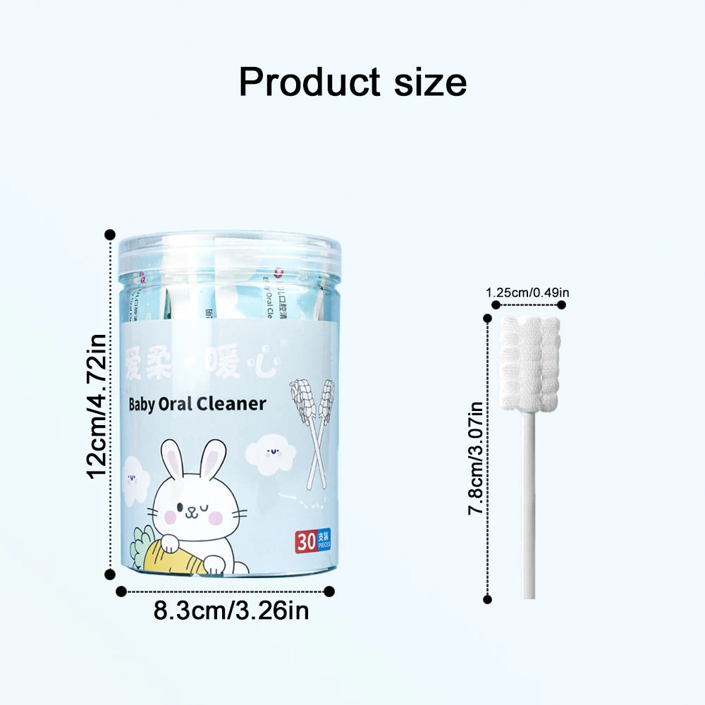 30-Piece Disposable Baby Oral Cleaning Swabs - Newborn Tongue, Gum, and First Tooth Cleaning Care Sticks