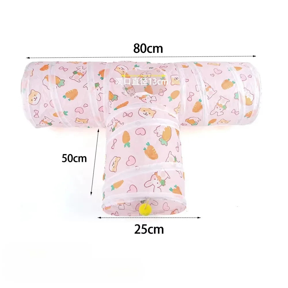 Foldable Pet Tunnel Play Tent - Carrot Design Interactive Cat & Dog Toy for Indoor Outdoor Fun