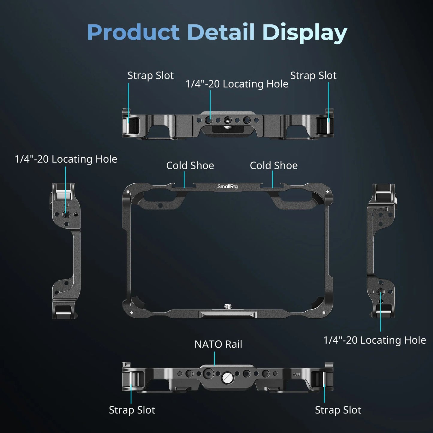 SmallRig Monitor Cage Kit for Atomos Shinobi II – Protective Cage with Sunhood, USB-C Cable Clamp & Screen Protector for Professional Camera Monitor Rig (Model 5030)