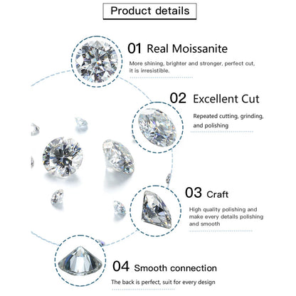 EWYA GRA Certified D Color Moissanite Solitaire Engagement Ring 0.5–10CT — 925 Sterling Silver Bridal Wedding Band for Women