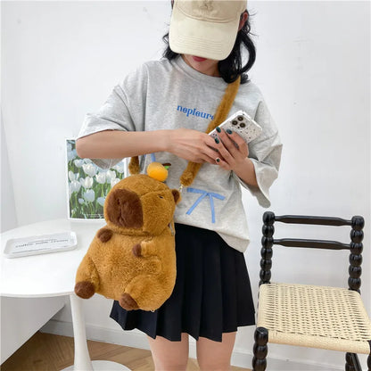 Kawaii Capybara Plushie Backpack - Mini Fur Doll Shoulder Bag for Children & Gift for Girlfriend
