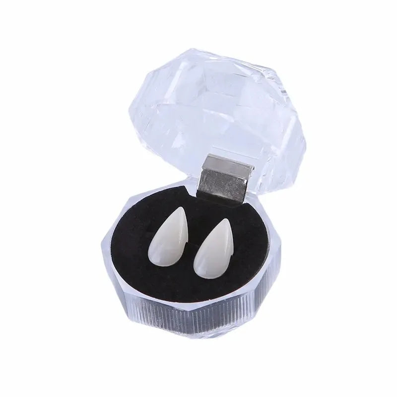 Vampire Fangs False Teeth - Halloween Costume Props with Denture Adhesive for Parties & Decor
