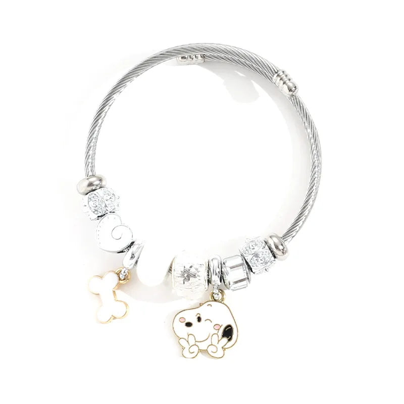 Snoopy Cartoon Bracelet – Adjustable Fashion Wristband for Kids & Adults, Cute Jewelry Gift