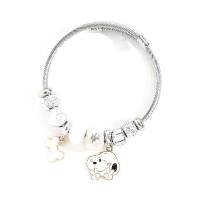 Snoopy Cartoon Bracelet – Adjustable Fashion Wristband for Kids & Adults, Cute Jewelry Gift