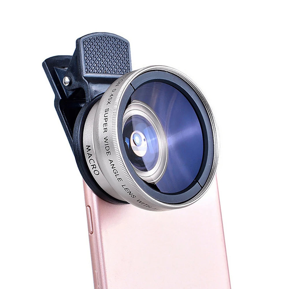 2 IN 1 Universal Clip Mobile Phone Lens - Professional 0.45x Super Wide-Angle + Macro HD Lens - Compatible with iPhone & Android (37mm)