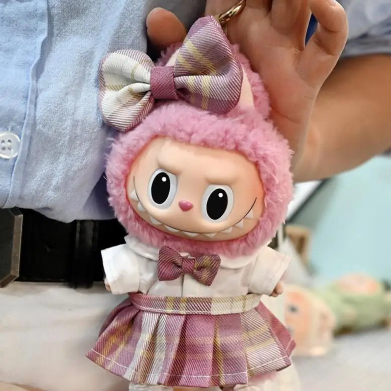 Mini Doll Clothes & Accessories – 15-17cm Labubu & 10cm Cotton Dolls, Sweet Strap Skirt with Leather Shoes