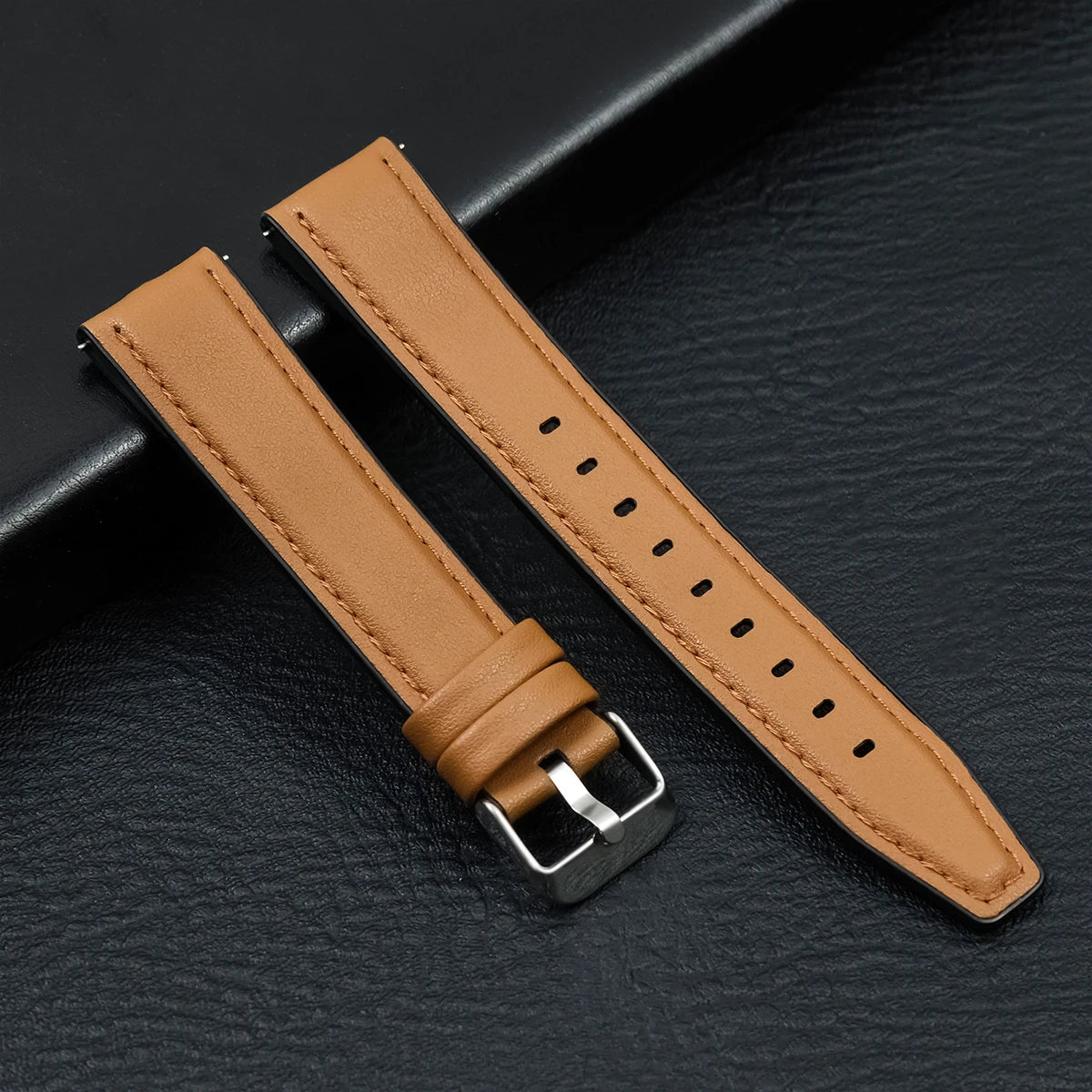 Leather Watch Strap 20mm/22mm - Vintage Replacement Band for Samsung Galaxy Watch 7/6/5/4 and Xiaomi Redmi Watch 3 Lite/Active