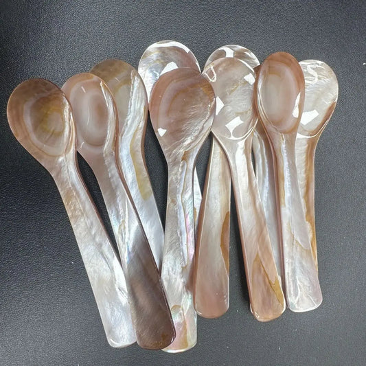 Mother of Pearl Shell Spoon 9-13CM — Natural Seashell Stirring Spoon for Coffee & Desserts
