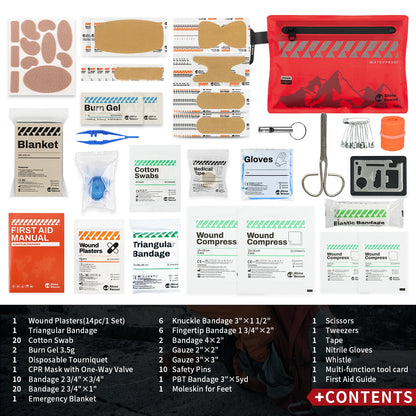 Rhino Rescue Small First Aid Kit - Ultralight Waterproof Medical Kit for Hiking, Backpacking, Cycling & Travel