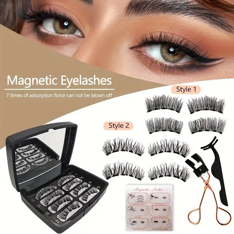 Easy-to-Apply Magnetic False Eyelashes Set – Reusable, No Glue, Natural Curl & Volume, Beginner-Friendly