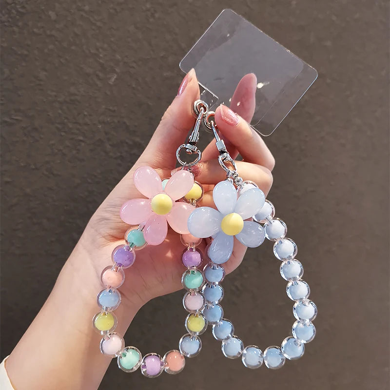 Colorful Macaron Beaded Phone Lanyard Wrist Strap – Anti-Lost Short Handheld Mobile Phone Chain Pendant for Women