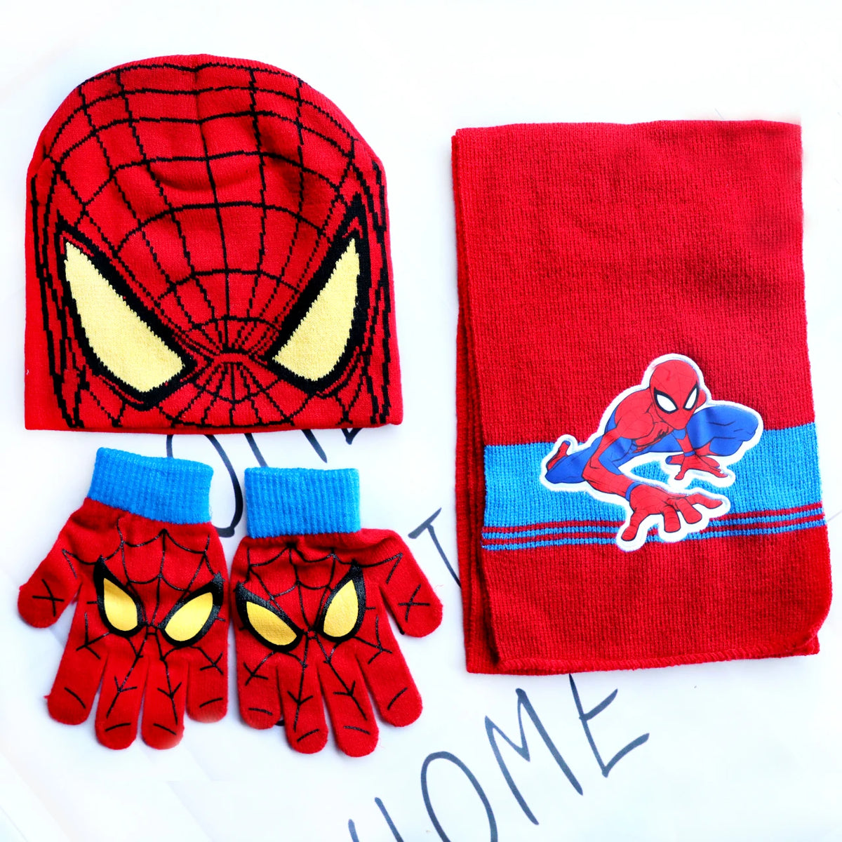 Spider-Man Cosplay Hat & Accessories - Cartoon Knitted Scarf, Warm Gloves & Christmas Cap for Boys and Girls