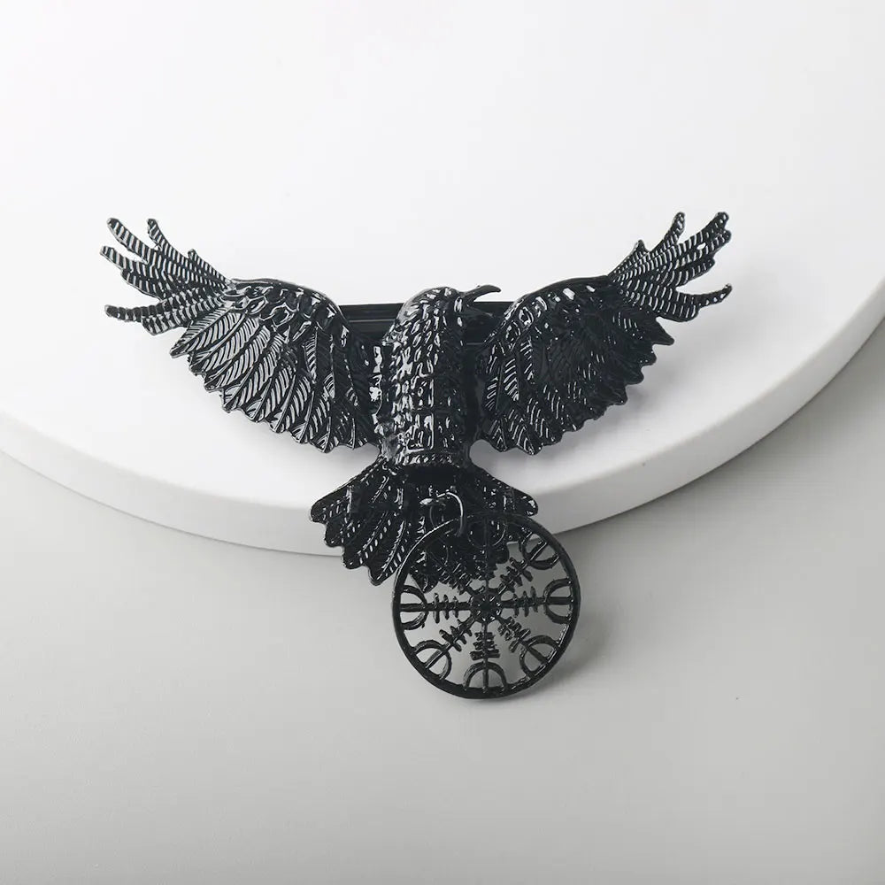 Gothic Crow Hair Clip - Vintage Raven Barrette for Women, Witch Viking Halloween Cosplay Accessory
