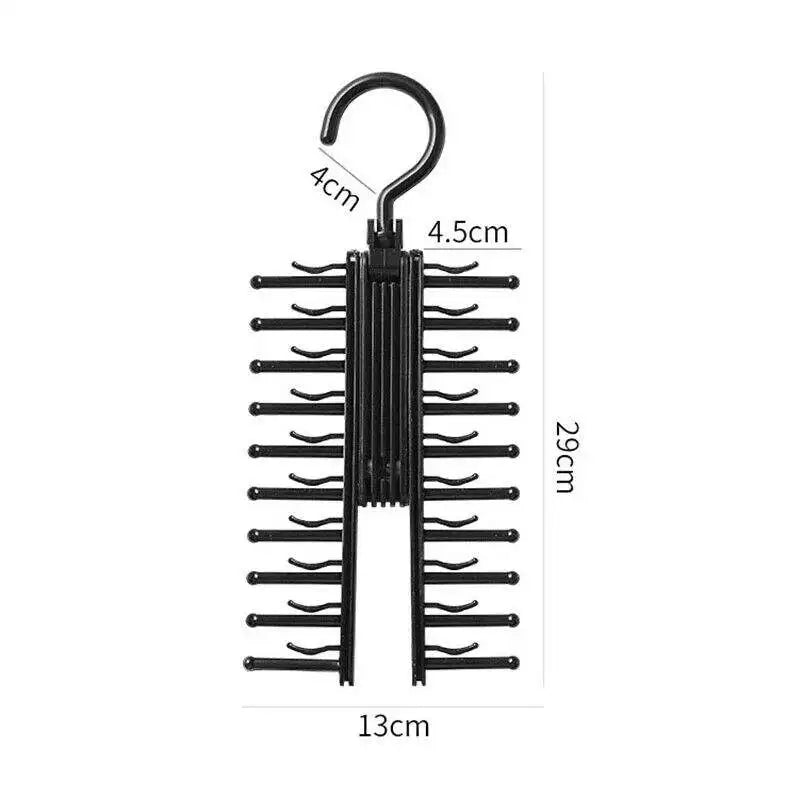 360° Rotating Multi-Functional Plastic Hanger — Adjustable Home Rack for Belts, Scarves & 20 Ties
