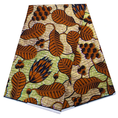 Shine African Ankara Wax Fabric - 6 Yards 100% Cotton Hot Stamping Print for Party Dresses, Sewing & Crafts