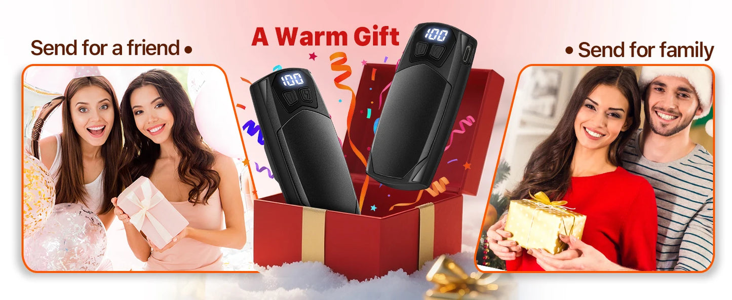 Rechargeable Hand Warmers 2-Pack – 3000mAh Each, Fast-Heating Portable Electric Pocket Heater for Outdoor Camping