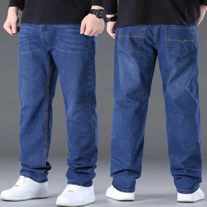 Big Size Men’s Jeans – High Stretch Wide-Leg Denim Pants for 45–150kg, Comfortable Fit Jeans Hombre