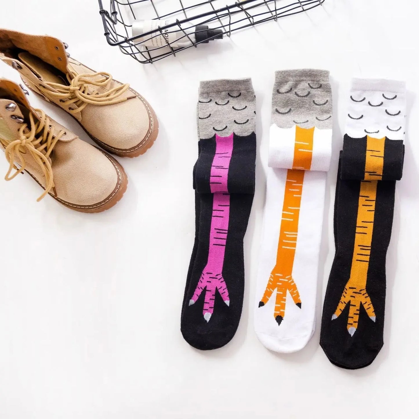 Funny Chicken Paw Stockings - Realistic Over-the-Knee Novelty Socks for Women