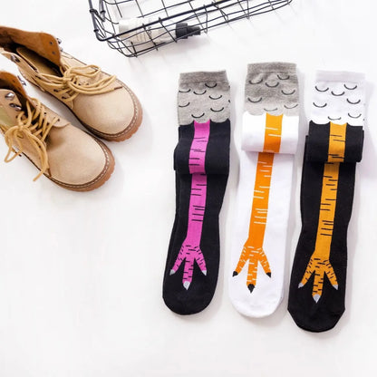 Funny Chicken Paw Stockings - Realistic Over-the-Knee Novelty Socks for Women