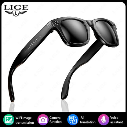 LIGE AI Smart Glasses — 8MP Camera, Video Recording, 100+ Languages Translation, Bluetooth Call & Music for Men & Women
