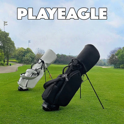 PLAYEAGLE Golf Stand Bag — Lightweight PU Leather Golf Bag with Stand, Multifunctional Golf Rack Bag for Men
