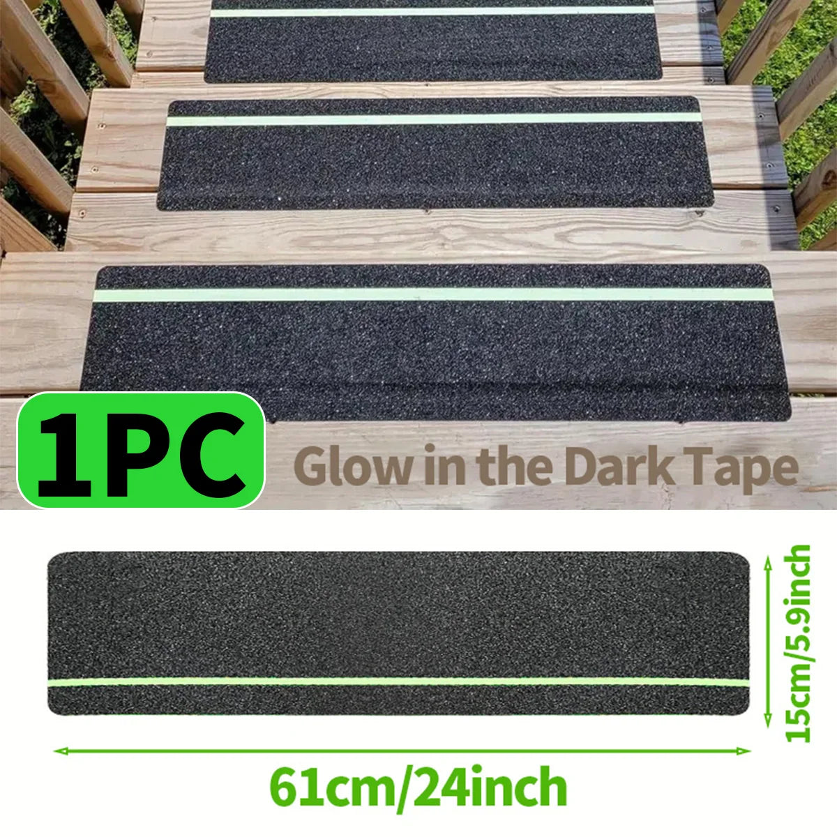 Glow in the Dark Anti-Slip Grip Tape Green Non-Skid Abrasive Adhesive Traction Tape for Stair Safety Treads & Steps