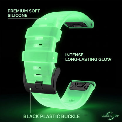 22mm/26mm Luminous Silicone Watch Band for Garmin Fenix, Epix, Enduro and Forerunner - Quick-Fit Sport Replacement Strap