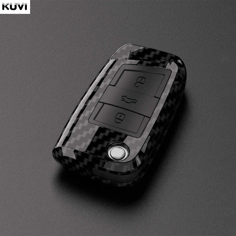 Carbon Fiber ABS Car Key Cover Case for VW Volkswagen – Fits Polo, Tiguan, Passat, Golf 7, Jetta, Skoda, Kodiaq, Superb, Octavia, Seat