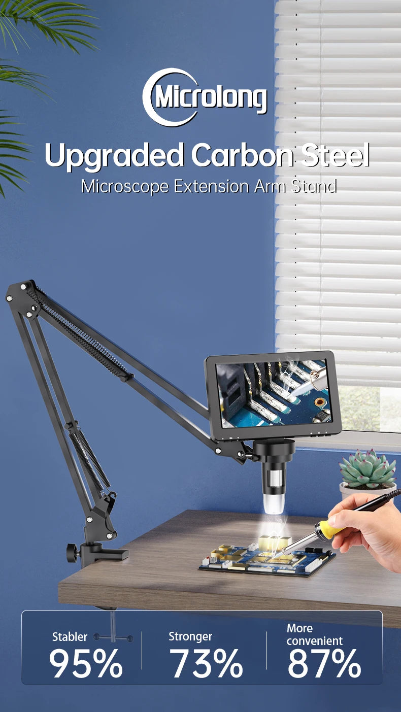 RIEVBCAU Flexible Microscope Arm Stand – Adjustable Metal Bracket, Coin Microscope Mount for DM4, DM7, DM9, MS1, MS3