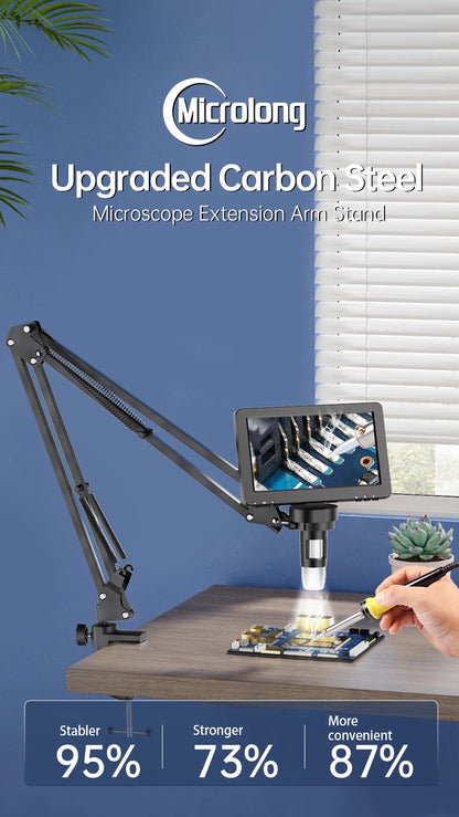 RIEVBCAU Flexible Microscope Arm Stand – Adjustable Metal Bracket, Coin Microscope Mount for DM4, DM7, DM9, MS1, MS3