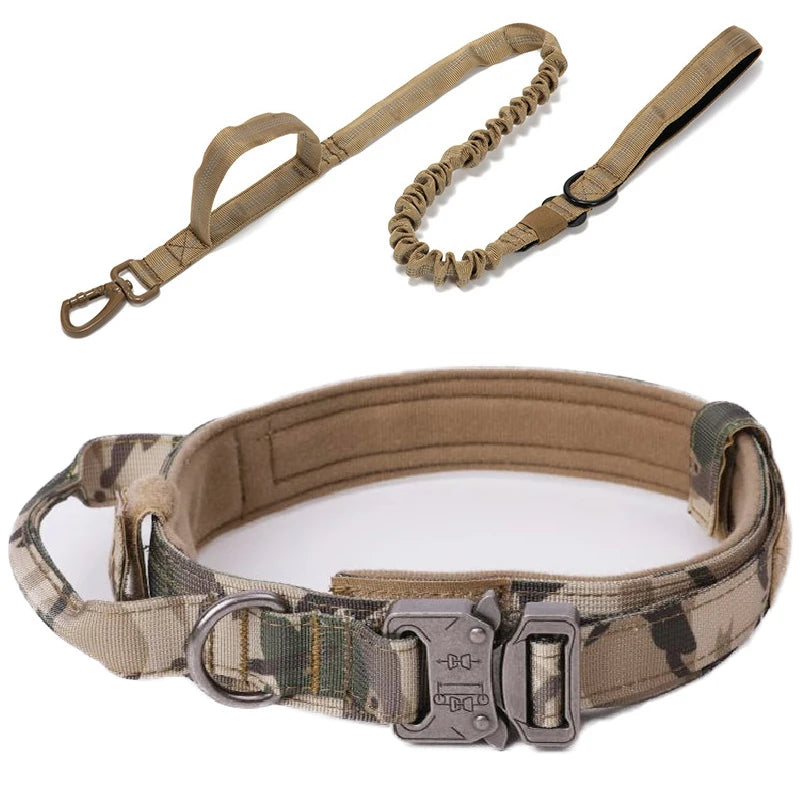 Durable Nylon Pet Dog Collar & Leash Set – Reflective Tactical Training Collar for Large Dogs