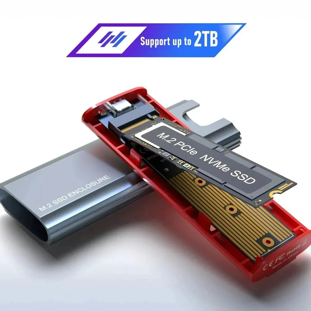 M2 SSD Case – M.2 NVMe SATA SSD Enclosure Adapter, 10Gbps USB 3.2 Gen2, USB-C External Enclosure, Supports M, B & B&M Keys