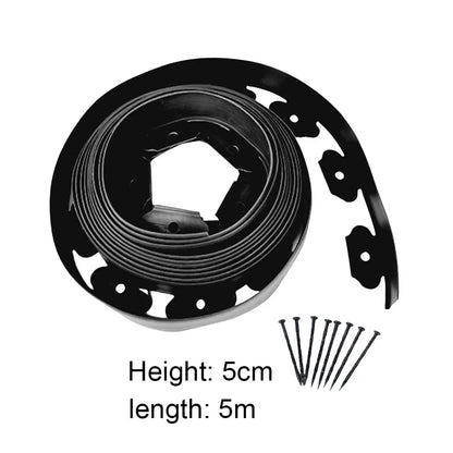 5M/10M Plastic Garden Lawn Edging Border – Flexible Landscape Barrier Kit with Anchoring Spikes, Easy Install Garden Edge Divider