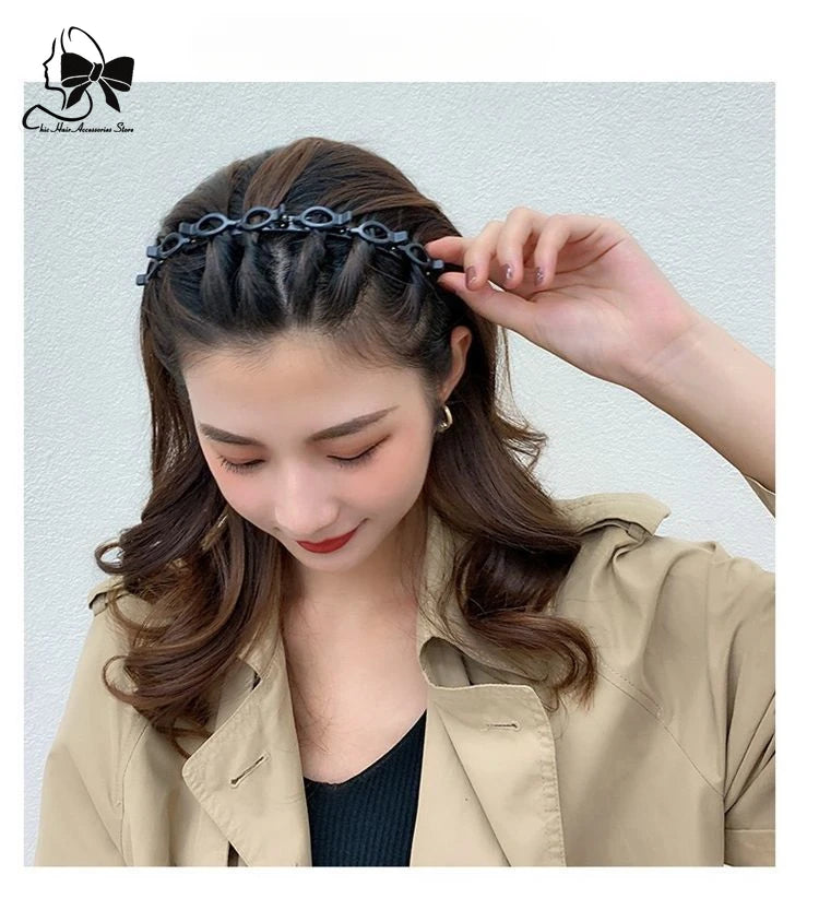 2024 New Double Band Headbands for Women – Non-Slip Hair Bands with Clips, Bezel Hair Hoop, Fashion Headwear