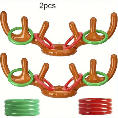 1/2PCS Inflatable Reindeer Antler Ring Toss Game – Christmas, New Year & Birthday Party Decorations