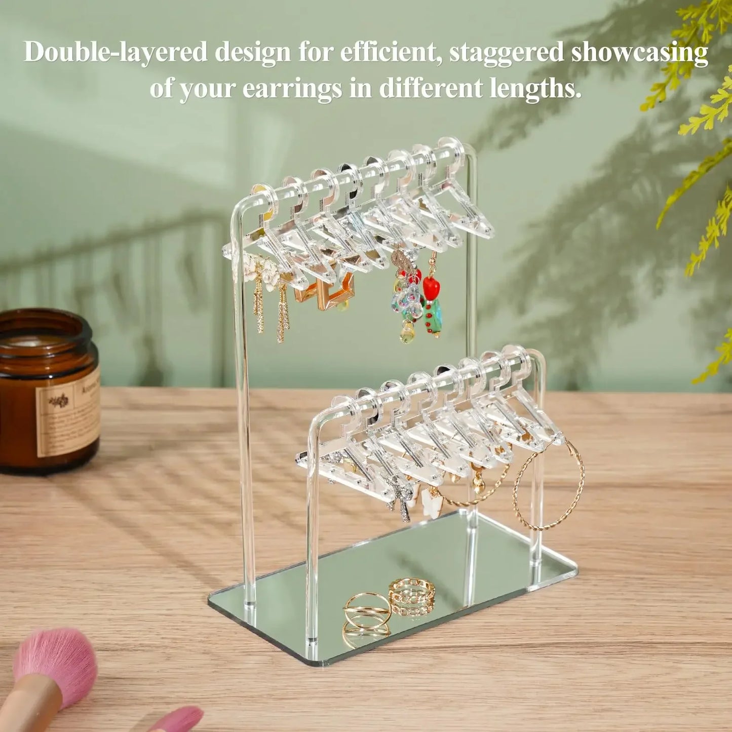 16pcs Hanger-Shaped Jewelry Holders – Personalized Earring Display Racks & Organizer Stands